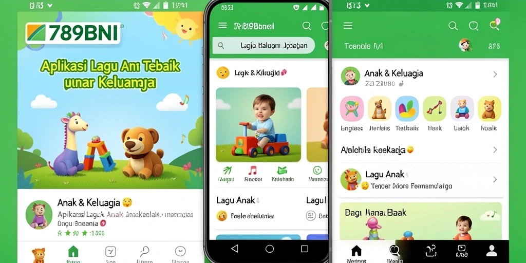 Antarmuka menarik dari aplikasi 789BNI untuk lagu anak.