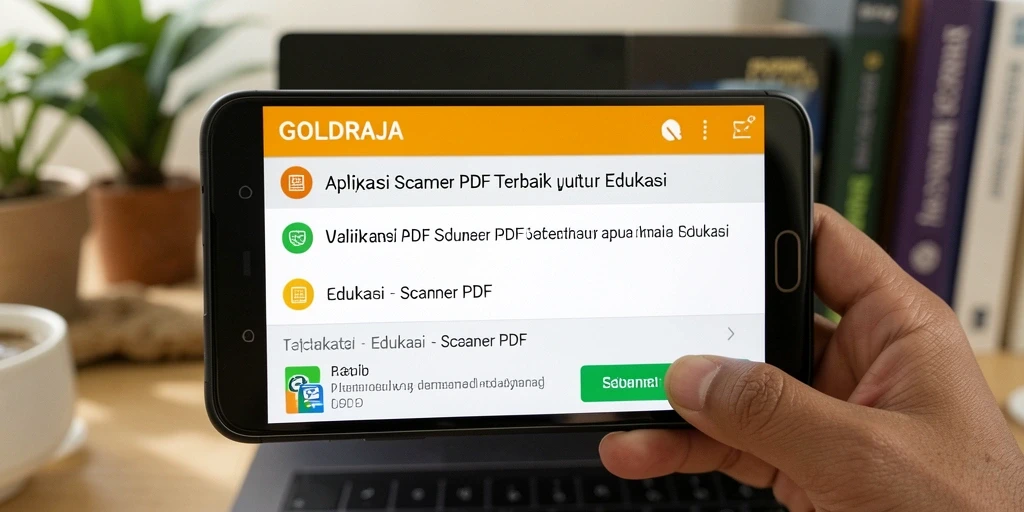 Tampilan antarmuka aplikasi GOLDRAJA untuk Scanner PDF yang user-friendly.