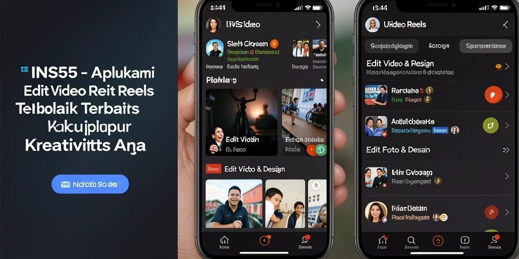 Tampilan antarmuka pengguna Aplikasi INS55 untuk Edit Video Reels.