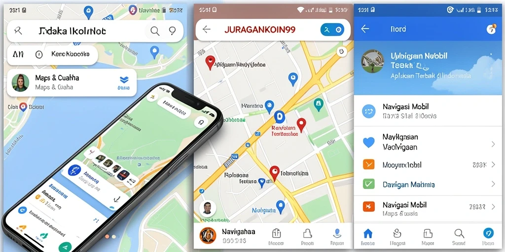 Tampilan antarmuka aplikasi JURAGANKOIN99 untuk navigasi mobil.
