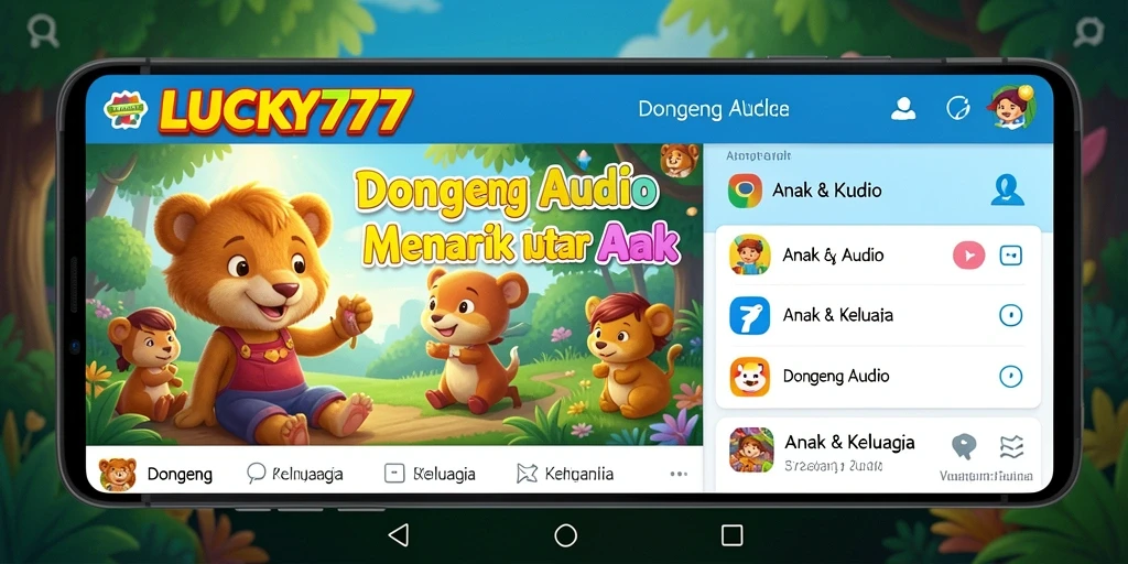 Tampilan antarmuka LUCKY777 dengan koleksi dongeng audio untuk anak.