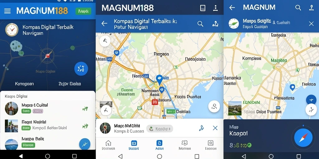 Antarmuka intuitif aplikasi MAGNUM188 dengan fitur kompas digital.