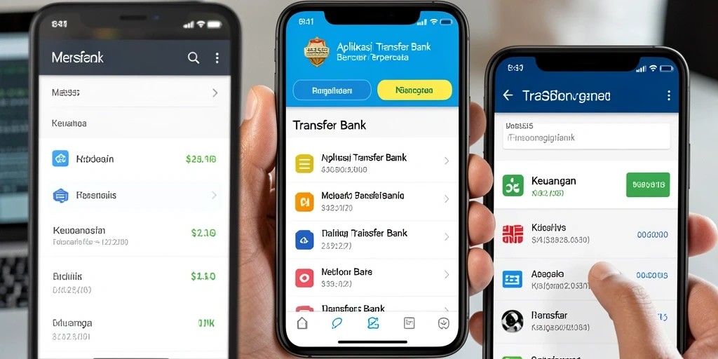 Antarmuka aplikasi ME355 untuk transfer bank yang mudah digunakan.