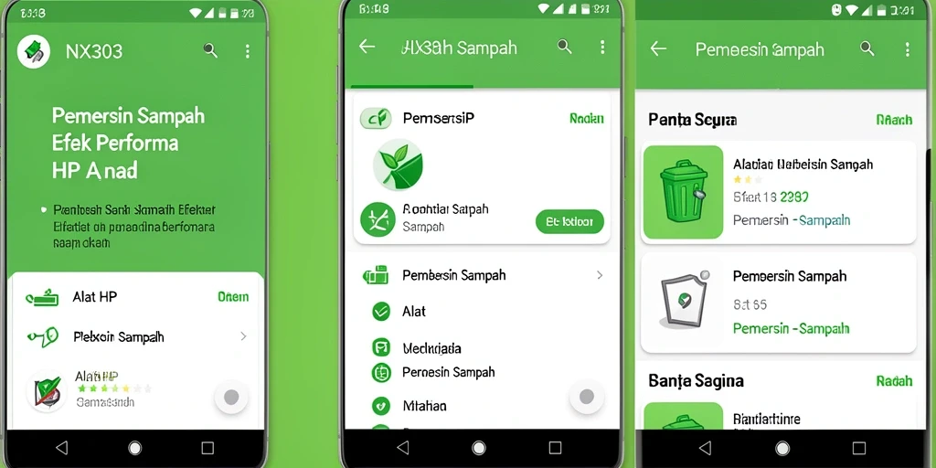 Tampilan antarmuka utama NX303 dengan fungsi Pembersih Sampah yang intuitif.